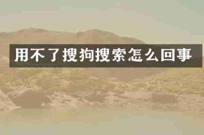 用不了搜狗搜索怎么回事
