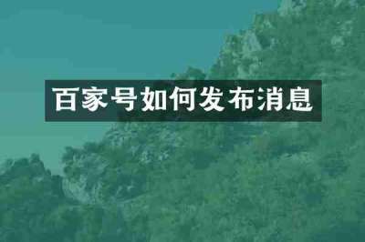 百家号如何发布消息