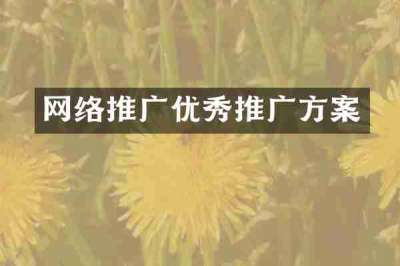 网络推广优秀推广方案