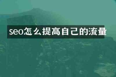 seo怎么提高自己的流量
