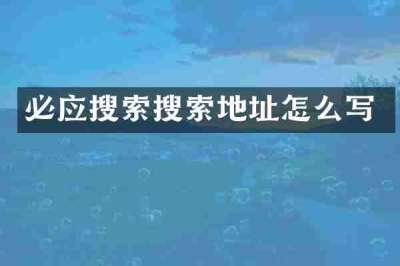 必应搜索搜索地址怎么写