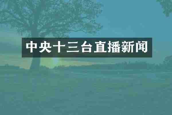 中央十三台直播新闻