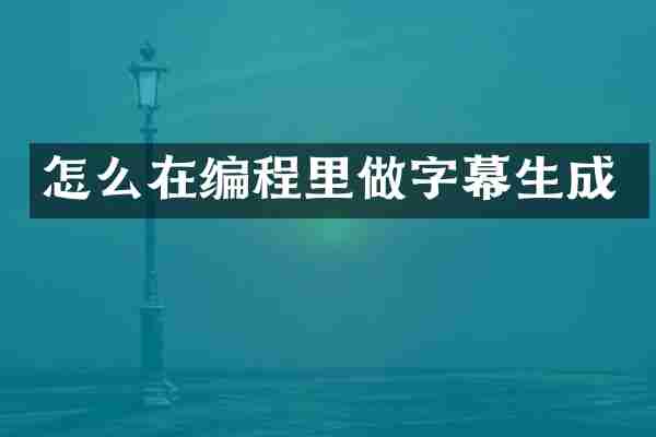 怎么在编程里做字幕生成