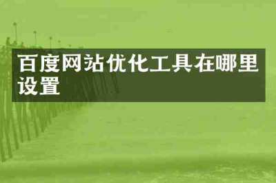 百度网站优化工具在哪里设置