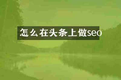 怎么在头条上做seo