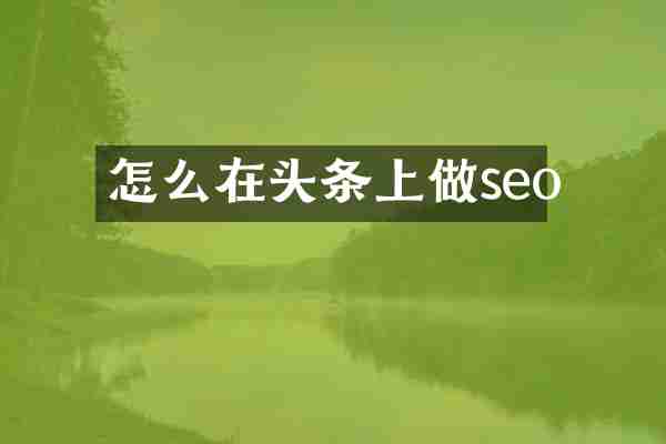 怎么在头条上做seo