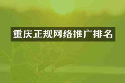 重庆正规网络推广排名