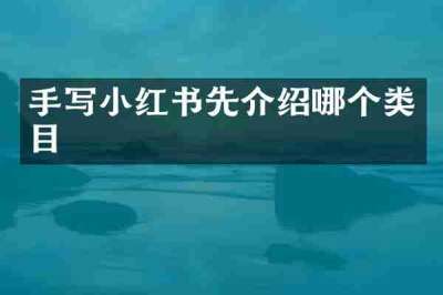 手写小红书先介绍哪个类目