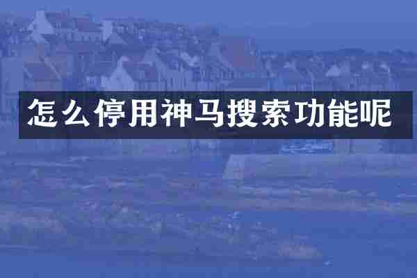 怎么停用神马搜索功能呢