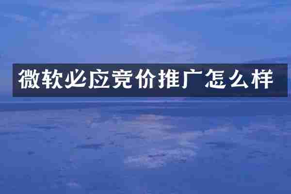 微软必应竞价推广怎么样
