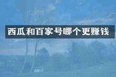 西瓜和百家号哪个更赚钱