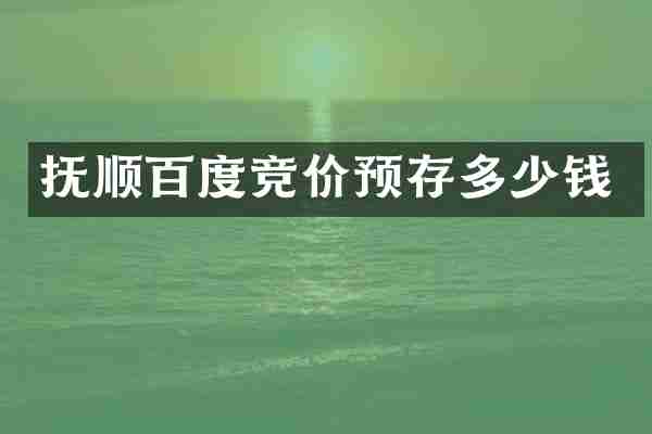 抚顺百度竞价预存多少钱
