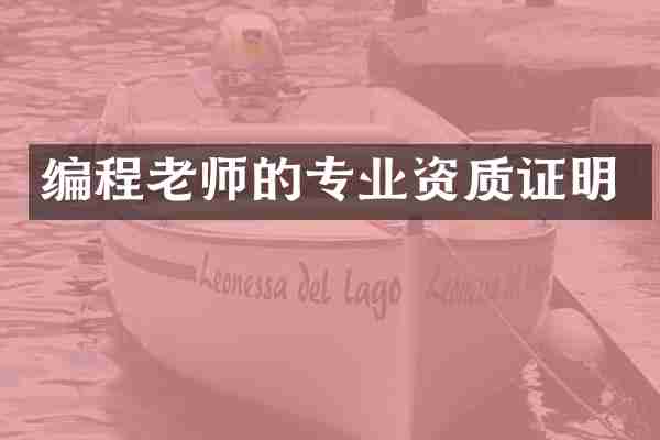 编程老师的专业资质证明