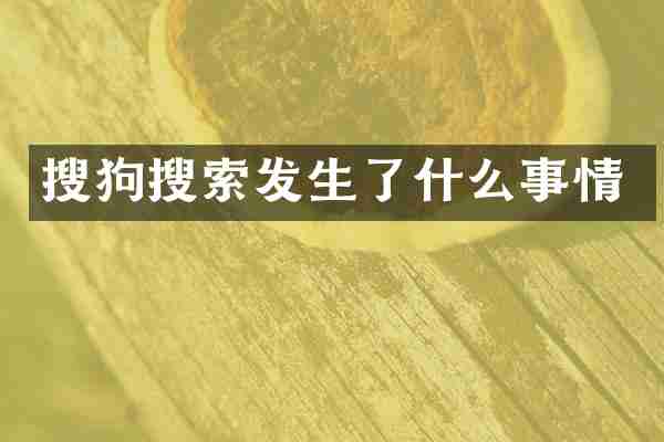 搜狗搜索发生了什么事情
