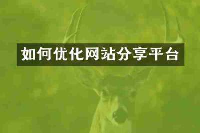 如何优化网站分享平台