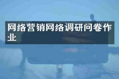 网络营销网络调研问卷作业