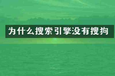 为什么搜索引擎没有搜狗