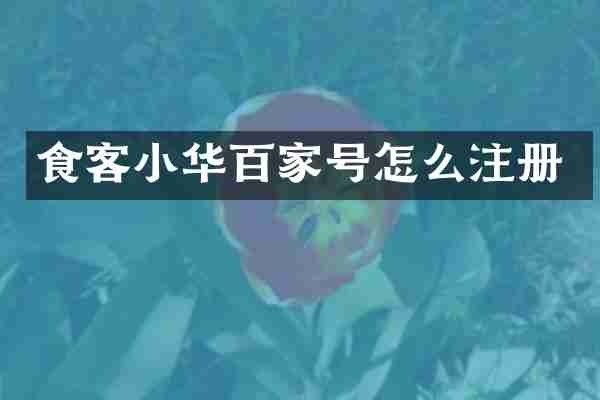 食客小华百家号怎么注册