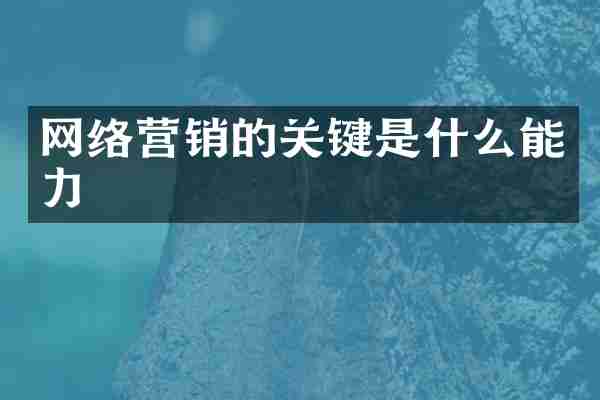 网络营销的关键是什么能力