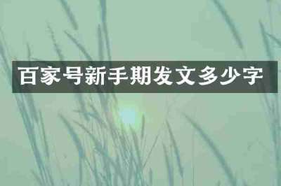 百家号新手期发文多少字