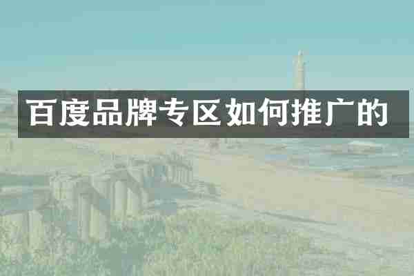 百度品牌专区如何推广的