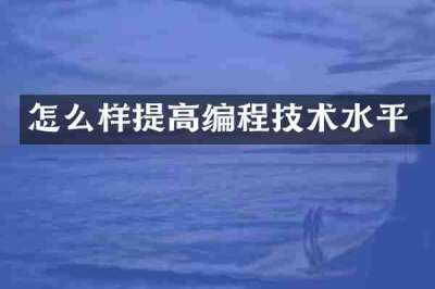 怎么样提高编程技术水平