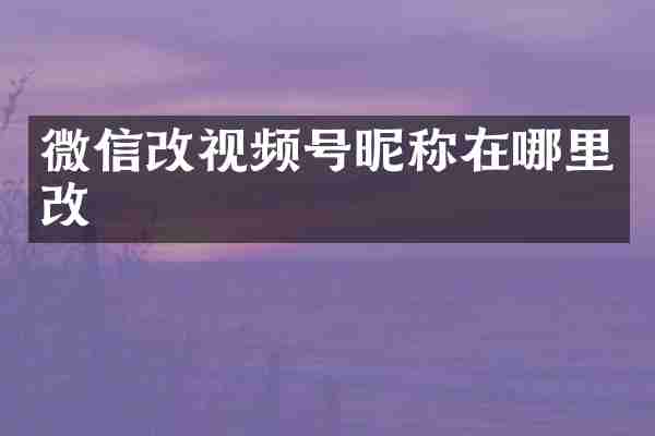 微信改视频号昵称在哪里改