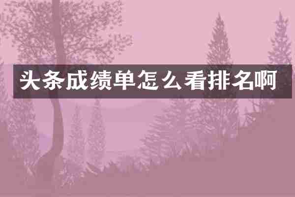 头条成绩单怎么看排名啊