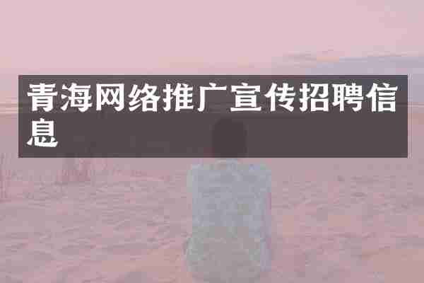 青海网络推广宣传招聘信息