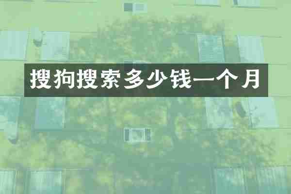 搜狗搜索多少钱一个月