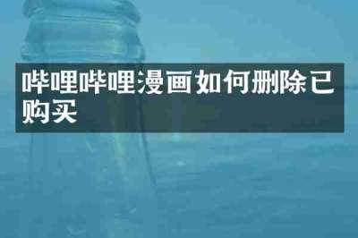 哔哩哔哩漫画如何删除已购买