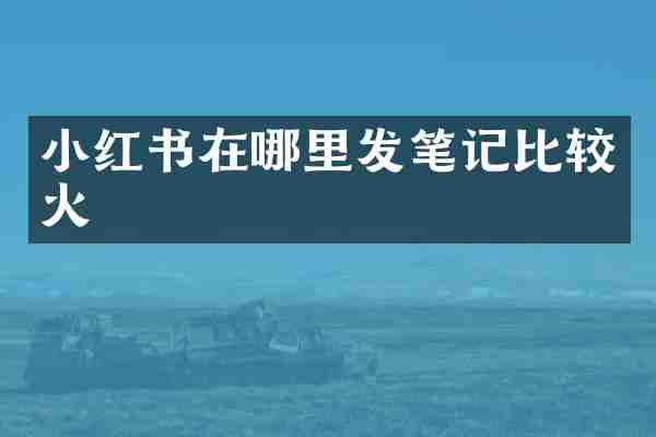 小红书在哪里发笔记比较火