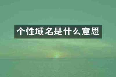 个性域名是什么意思