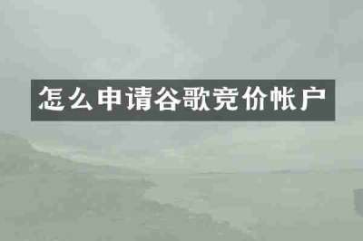 怎么申请谷歌竞价帐户