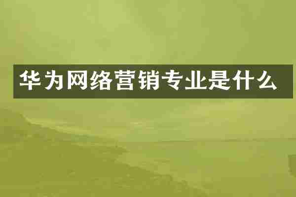 华为网络营销专业是什么