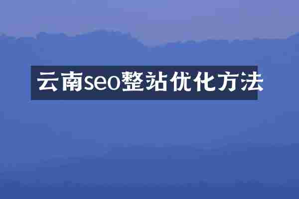 云南seo整站优化方法