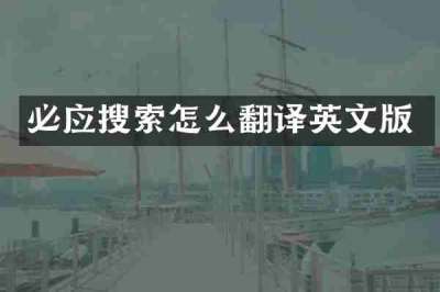 必应搜索怎么翻译英文版