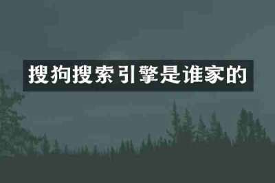 搜狗搜索引擎是谁家的