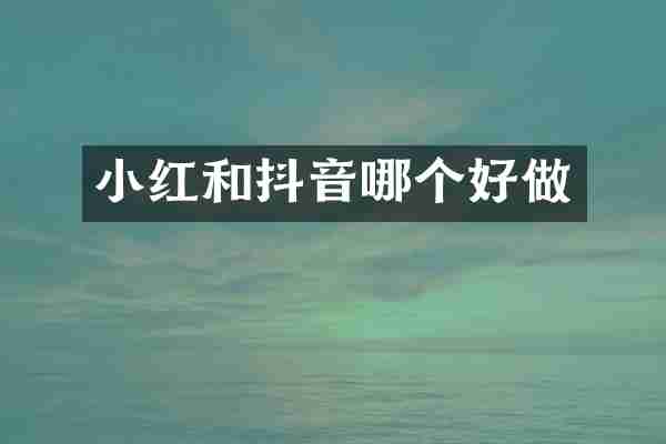 小红和抖音哪个好做