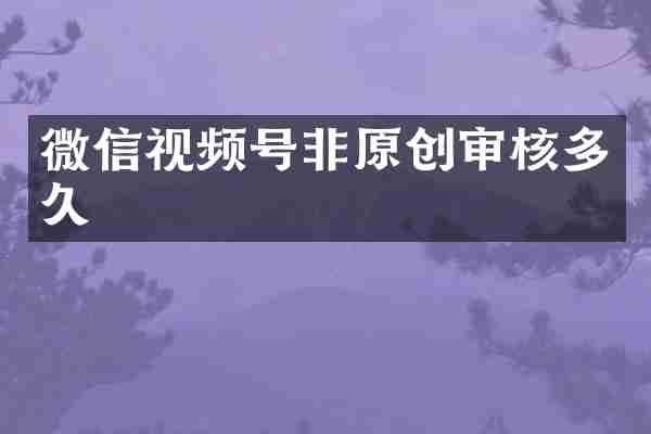 微信视频号非原创审核多久