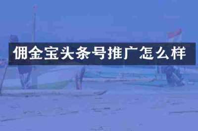 佣金宝头条号推广怎么样