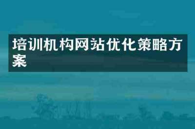 培训机构网站优化策略方案