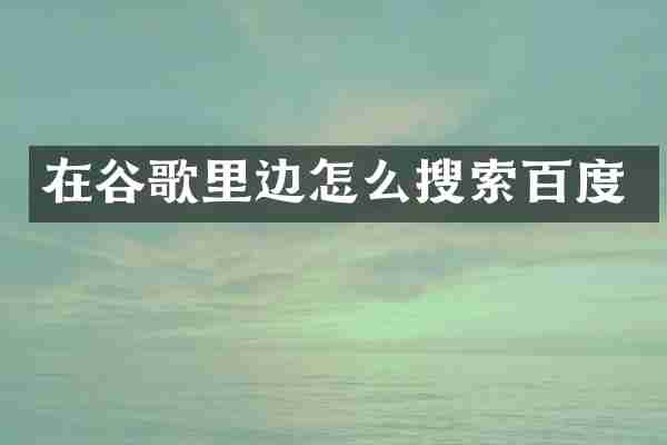 在谷歌里边怎么搜索百度