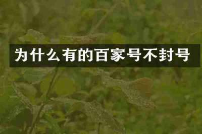 为什么有的百家号不封号