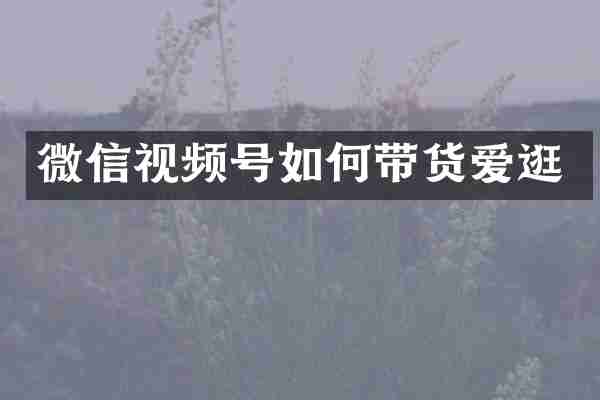 微信视频号如何带货爱逛