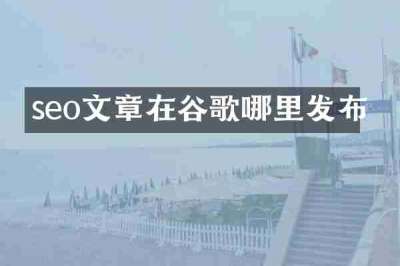 seo文章在谷歌哪里发布