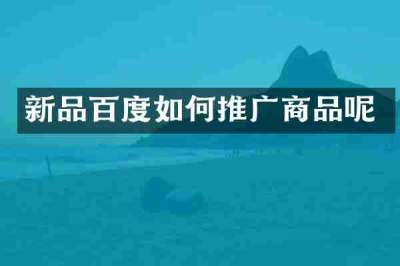 新品百度如何推广商品呢