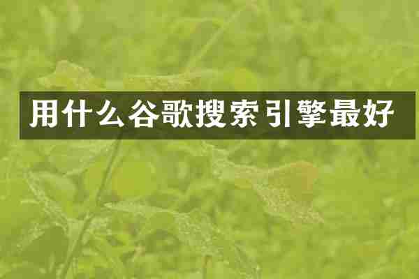 用什么谷歌搜索引擎最好