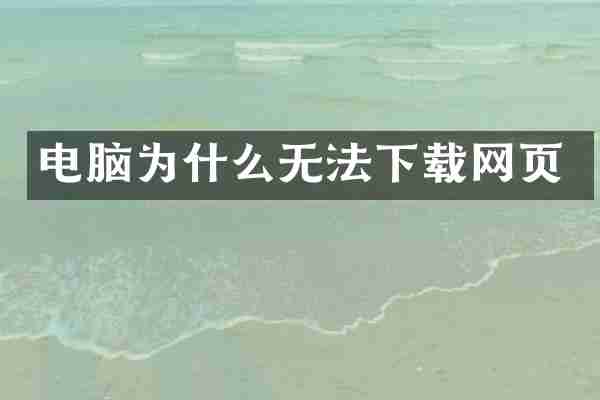 电脑为什么无法下载网页