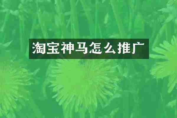 淘宝神马怎么推广